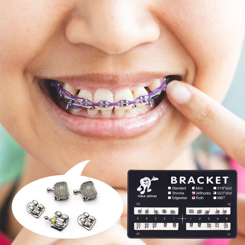 VEZE حاملات الأسنان، حاملات لتقويم الأسنان، 5 مجموعات 100 قطعة نموذج أسنان تقويم الأسنان حاملات MBT مصغرة MBT 022 فتحة قابلة للربط، 345 خطاف. - Image 3